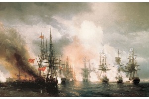 Русский флот под командованием адмирала Нахимова одержал блестящую победу над турецким флотом у мыса Синоп