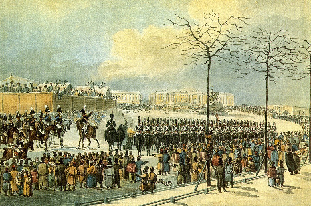 На Сенатской площади, 14 декабря 1825, бумага, акварель, Музей Пушкина, Санкт-Петербург