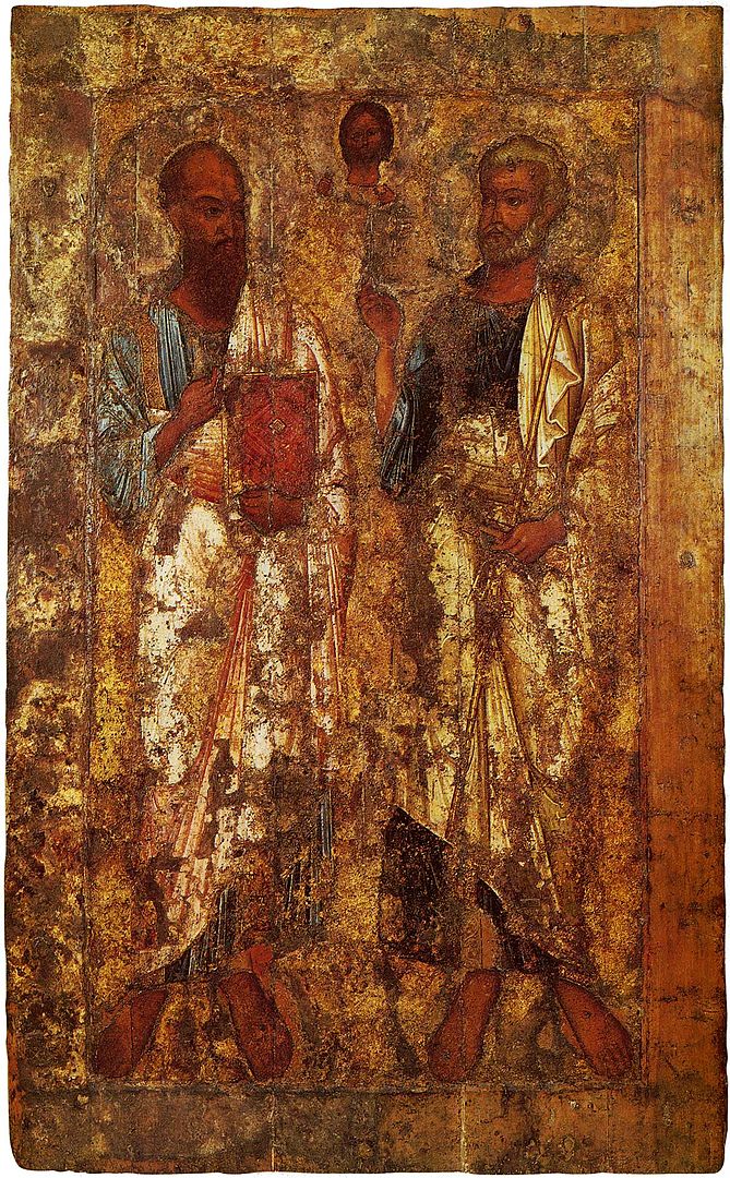 Апостолы Пётр и Павел. Одна из древнейших икон России из Софийского собора Великого Новгорода, середина XI века