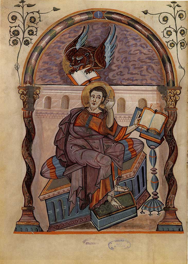 Евангелист Марк (миниатюра Codex Aureus, 778—820 гг.)
