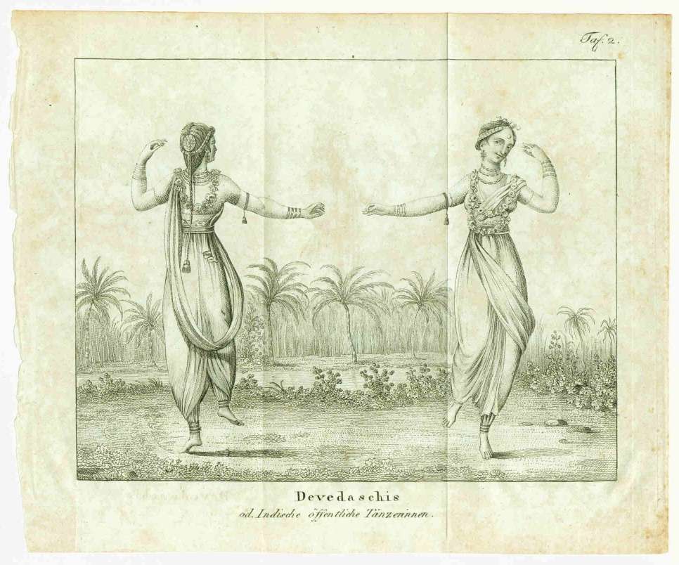 Девадаси, индийские танцовщицы. Немецкая гравюра, ок. 1700 г.