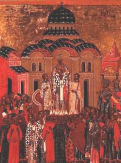Икона «Воздвижение Креста Господня» (Новгород, XV век)