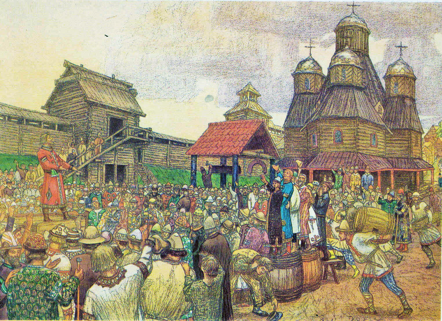 Псковское вече. А. М. Васнецов, 1909