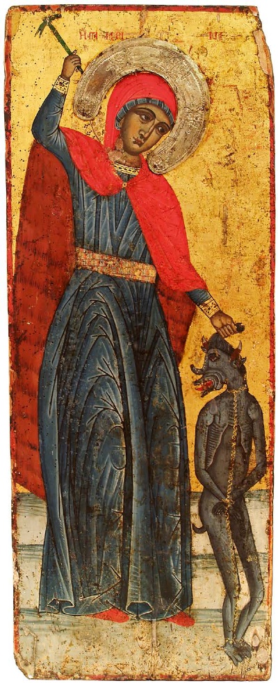 Святая Марина побивает дьявола (охридская икона, около 1711)