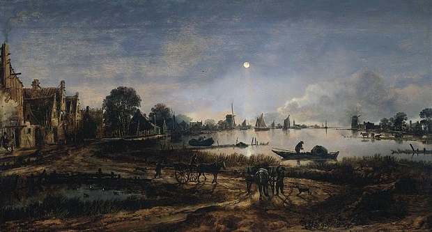 Речной пейзаж в лунном свете (около 1645)