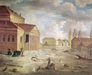 Произошло первое наводнение в истории Петербурга