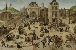 В Париже началась массовая расправа католиков с  протестантами-гугенотами — Варфоломеевская ночь