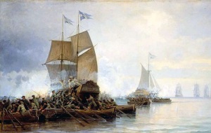 Победа русской флотилии над шведскими кораблями в устье Невы