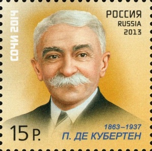 Пьер де Кубертен (Портрет на почтовой марке России, 2013, )