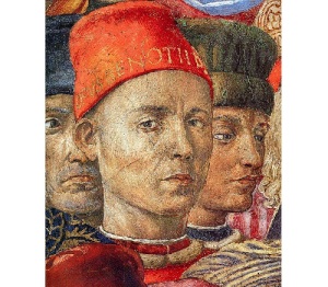 Беноццо Гоццоли (Автопортрет, 1459, деталь фрески «Шествие волхвов в Вифлеем», Палаццо Медичи-Риккарди, Флоренция, )