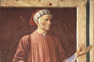Данте на фреске виллы Кардуччо Андреа дель Кастаньо (1450, Галерея Уффици, Италия, www.wga.hu, )